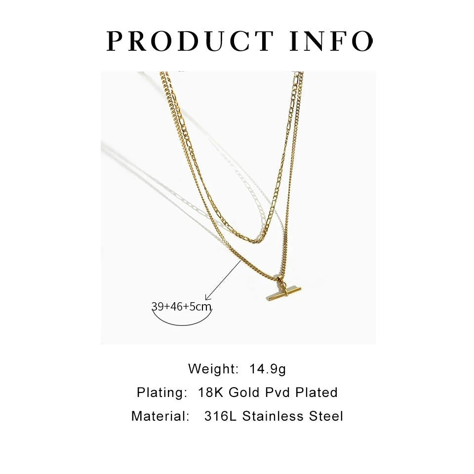 Double T Chain Necklace